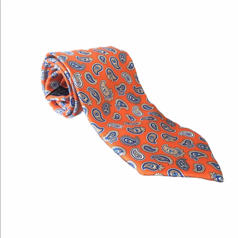 JOS. A. BANK PAISLEY Self-tipped Orange/ Blue Tie